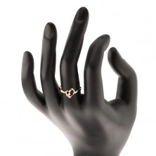 Inel din aur galben de 14K - contur inimă asimetrică, zirconii transparente