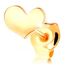 Cercel cu șurub din aur galben de 14K - inimă ușor curbată