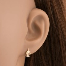Piercing pentru ureche din aur galben de 14K - unicorn, linie din zirconii transparente