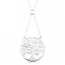 Colier din argint 925, lanț și pandantiv - arborele vieții decorat cu zirconii