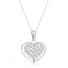 Colier din argint 925, pandantiv pe lanţ, inimă simetrică decorată cu zirconii