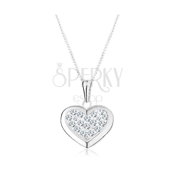 Colier din argint 925, pandantiv pe lanţ, inimă simetrică decorată cu zirconii