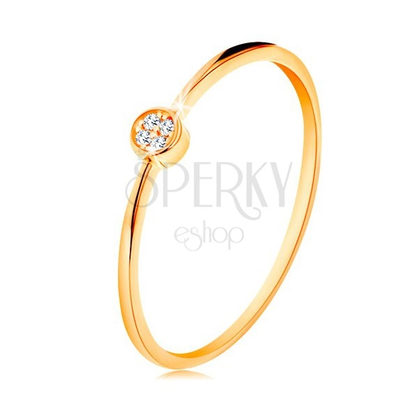 Inel realizat din aur galben 585 - cerc încrustat cu zirconii rotunde, transparente