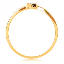 Inel din aur galben de 14K - inimă decorată cu zirconii rotunde, transparente