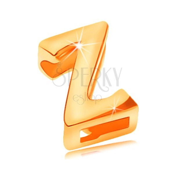 Pandantiv din aur galben de 14K, litera majusculă Z, lucioasă cu aspect de oglindă