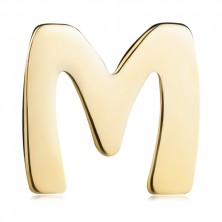 Pandantiv din aur de 14K cu suprafață netedă și lucioasă, literă majusculă M