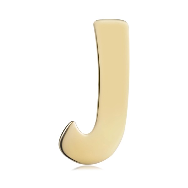 Pandantiv din aur galben de 14K, litera majusculă J, luciu cu aspect de oglindă