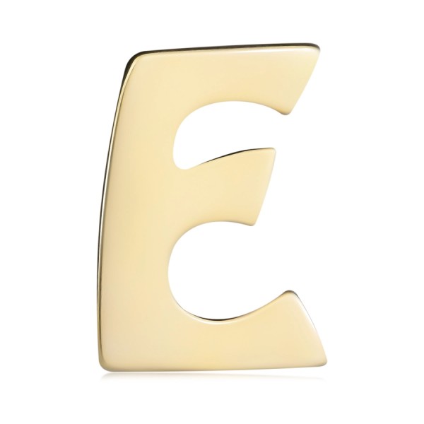 Pandantiv din aur de 14K cu suprafață netedă și lucioasă, litera majusculă E