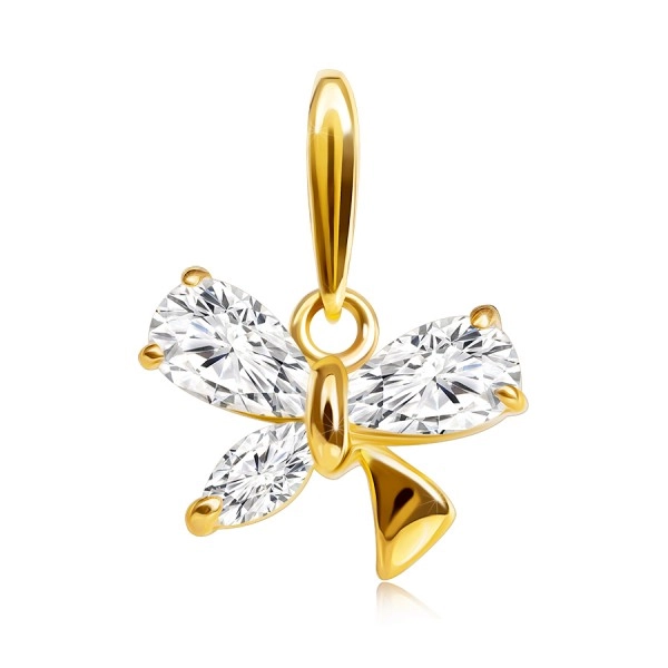 Pandantiv din aur de 14K - fluture mic format din zirconii lucioase de culoare transparentă