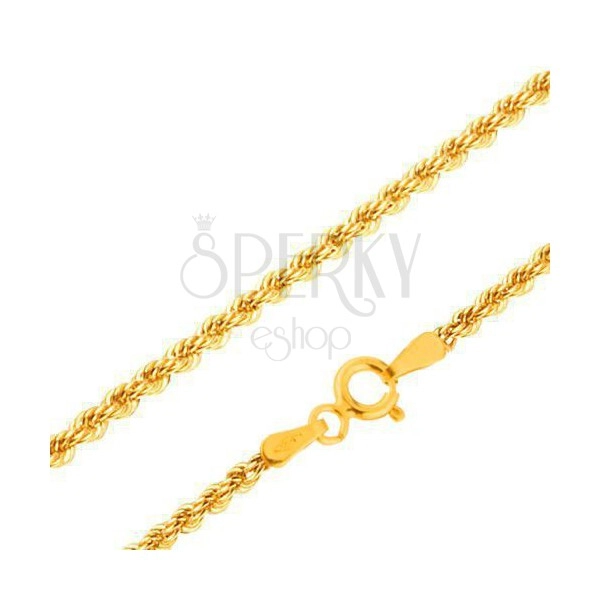 Lanț din aur galben 14K - zale groase legate în spirală, 420 mm
