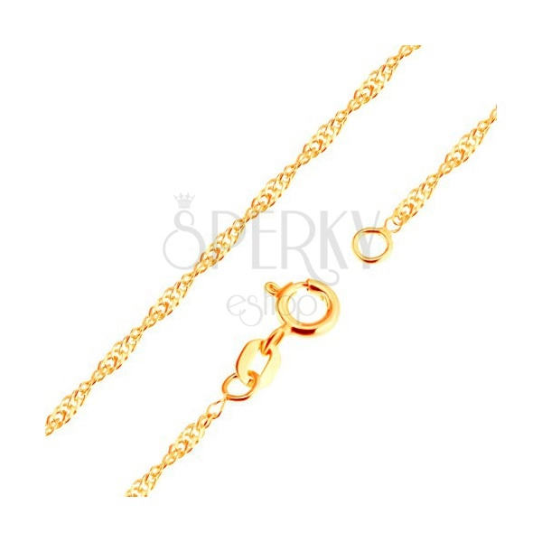 Lanț din aur 375 - spirală formată din zale lucioase ovale plate, 500 mm