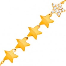 Brăţară din aur de 14K - linie din cinci stele, lanț format din zale ovale, 180 mm