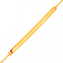 Brățară realizată din aur galben de 14k - bandă îngustă lucioasă, lanț format din zale ovale, 185 mm