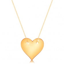 Colier realizat din aur galben de 14K - inimă simetrică plată, lanț subțire