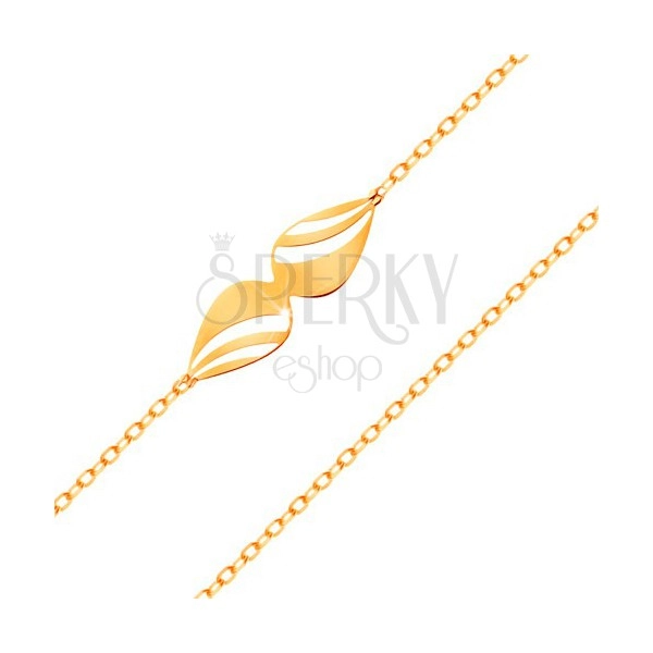 Brățară din aur galben 14K - lanț subțire, arc compus din contururi de lacrimă