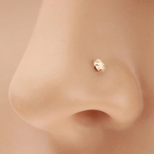 Piercing pentru nas din aur galben 585, drept - zirconiu strălucitor transparent, 1,5 mm
