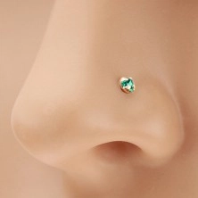 Piercing pentru nas din aur 585, drept - zirconiu strălucitor de culoare aquamarine, 1,5 mm