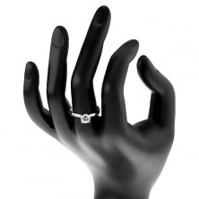 Inel de logodnă din argint 925 - zirconiu rotund, transparent