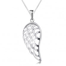 Colier din argint 925 cu pandantiv, aripă mare de înger, lanț subțire