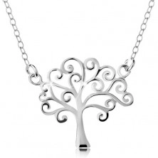 Colier din argint 925, lanț subțire și pandantiv - copacul vieții lucios