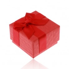 Cutiuță roșie de cadouri pentru inel, pandantiv sau cercei, fundă lucioasă