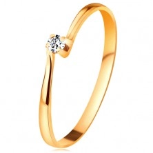 Inel din aur galben 14K - diamant în montură, brațe înguste