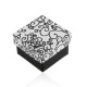 Cutiuță pentru inel, cercei sau pandantiv, în culorile alb-negru, model cu spirale