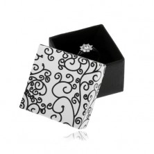 Cutiuță pentru inel, cercei sau pandantiv, în culorile alb-negru, model cu spirale