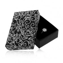 Cutie de cadou pentru colier sau set - în culorile alb-negru, model cu spirale