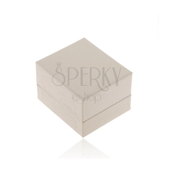 Cutiuță crem-albă de cadou pentru inel, pandantiv sau cercei, suprafață canelată