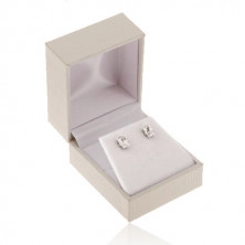 Cutiuță crem-albă de cadou pentru inel, pandantiv sau cercei, suprafață canelată