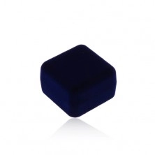 Cutiuță de cadou pentru inel sau cercei, suprafață catifelată, culoare albastru-închis