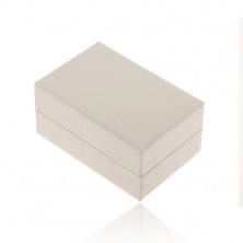Cutiuță albă de cadou pentru inel sau cercei, suprafață canelată