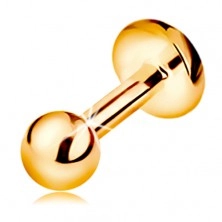 Piercing pentru buză sau bărbie din aur 9K - labret cu bilă și cerc, 5 mm