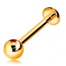 Piercing pentru buză sau bărbie din aur 14K - labret cu bilă și cerc, 12 mm