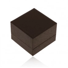Cutiuță pentru inel de culoare maro-închis, mată, imitație de lemn, crestături negre, fine