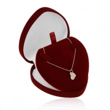 Cutiuță de cadou - inimă din catifea bordo pentru lanț sau colier