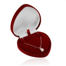 Cutiuță de cadou - inimă din catifea bordo pentru lanț sau colier