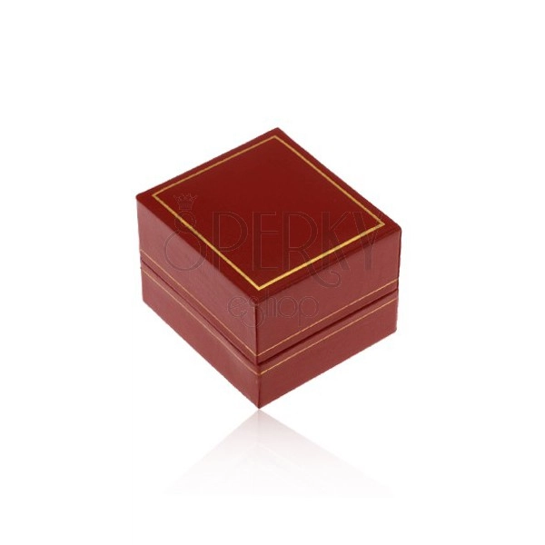 Cutiuță de cadou pentru inel, piele sintetică roșu închis, margine aurie