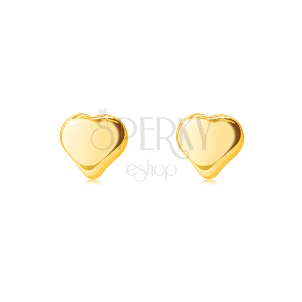 Cercei aur galben 585-forma de inima, lucioasa, netedă și simetrică