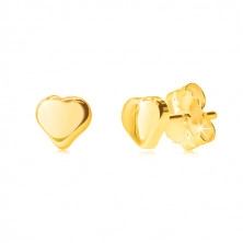 Cercei aur galben 585-forma de inima, lucioasa, netedă și simetrică