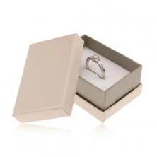 Cutie din carton pentru inel,verighete sau cercei,culoare bej perlat si gri