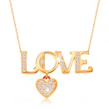 Colier lucios realizat din aur 375  -lănţişor compus din zale ovale,inscripţie "LOVE" şi inimă