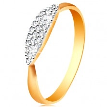 Inel din aur combinat 14K - oval proeminent cu zirconii încrustate transparente