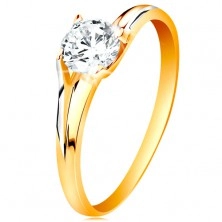 Inel din aur de 14K -  zirconiu strălucitor în montură proeminentă