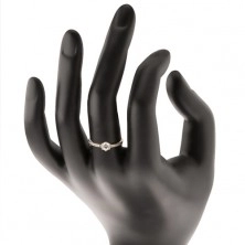Inel de logodnă din aur de 14K - zirconiu transparent, braţe cu zirconii