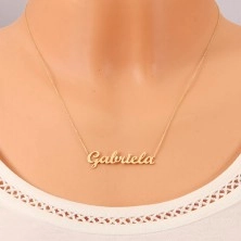 Colier din aur de 585 - lanț subțire compus din zale ovale, pandantiv cu numele Gabriela