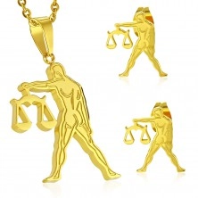 Set auriu din oțel 316L - pandantiv și cercei, semn zodiacal BALANȚĂ