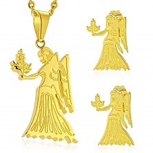 Set auriu din oțel 316L - pandantiv și cercei, semn zodiacal FECIOARĂ