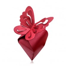 Cutiuță de cadou de culoare roșu-bordo, fluture mare cu decupaje pe aripi